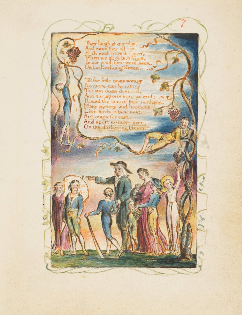 Songs of Innocence and of Experience: The Ecchoing Green andre plate, ca. 1825. av William Blake