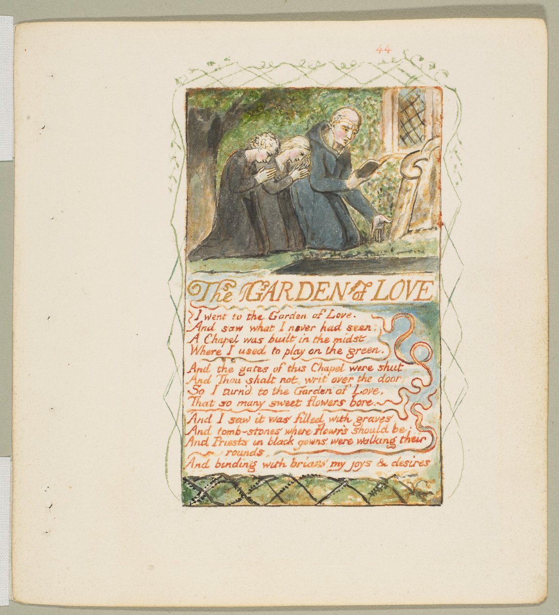 Songs of Innocence and of Experience: The Garden of Love, ca. 1825. av William Blake