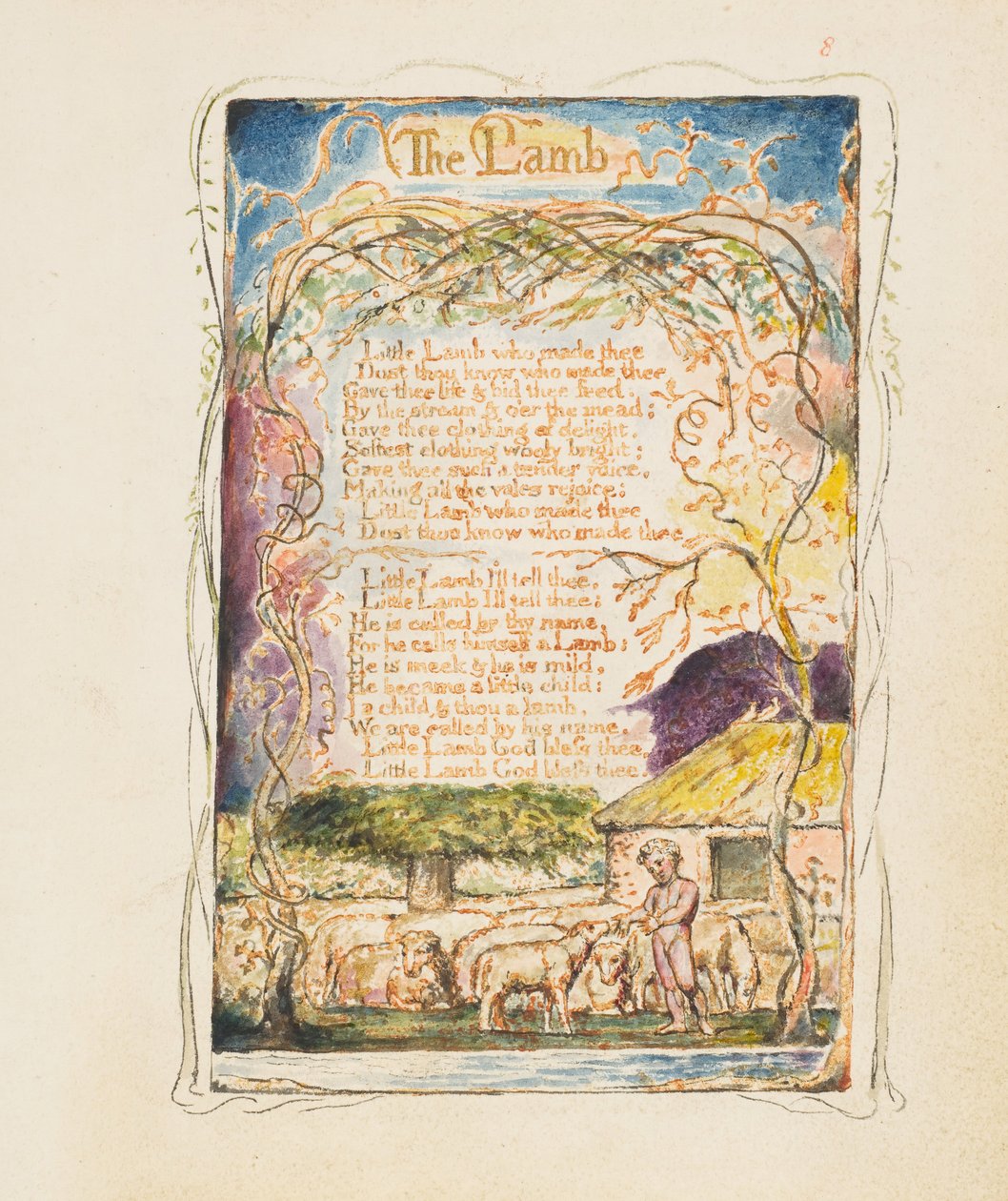 Sanger om uskyld og erfaring: Lammet, ca. 1825. av William Blake