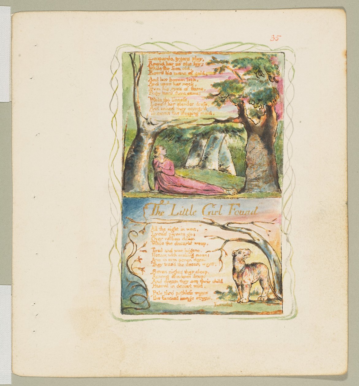 Sanger om uskyld og om erfaring: The Little Girl Lost The Little Girl Found, ca. 1825. av William Blake