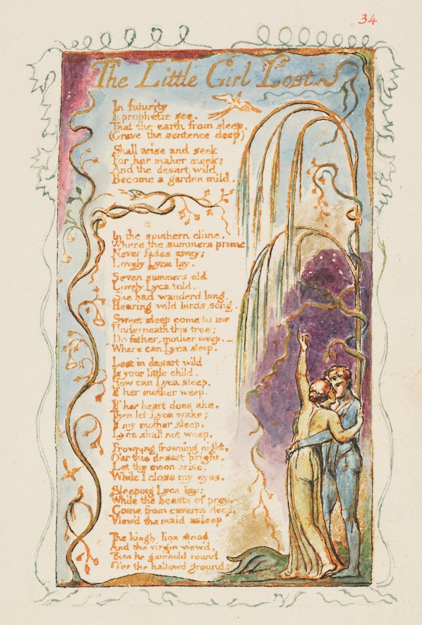 Songs of Innocence and of Experience: The Little Girl Lost, ca. 1825. av William Blake
