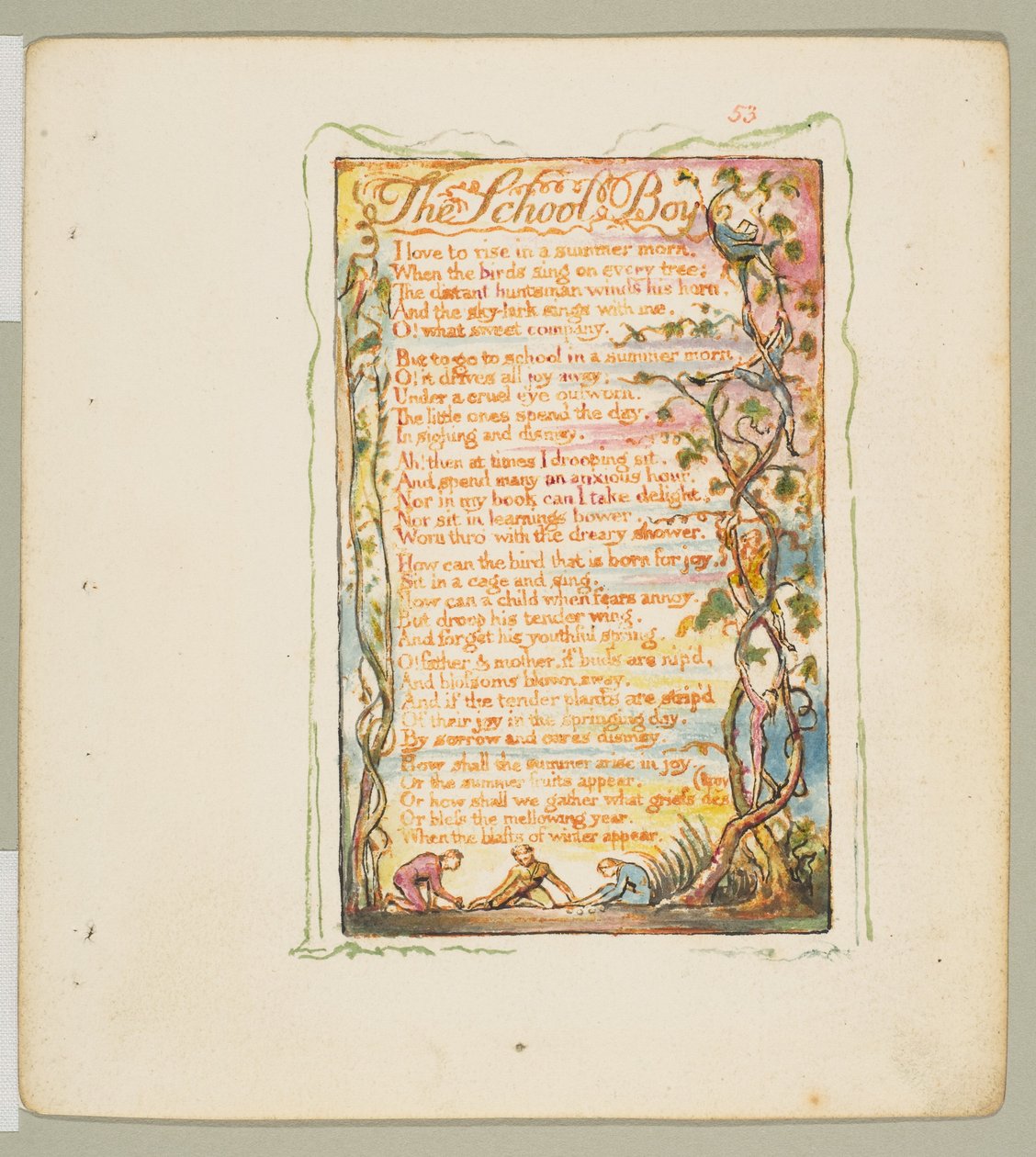 Sanger om uskyld og erfaring: Skolegutten, ca. 1825. av William Blake