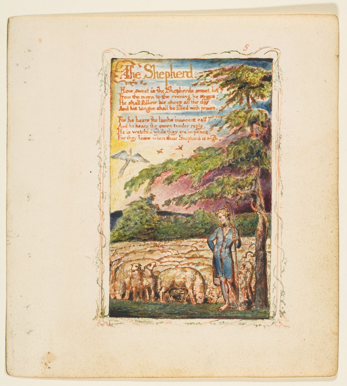 Sanger om uskyld og om erfaring: Hyrden, ca. 1825. av William Blake