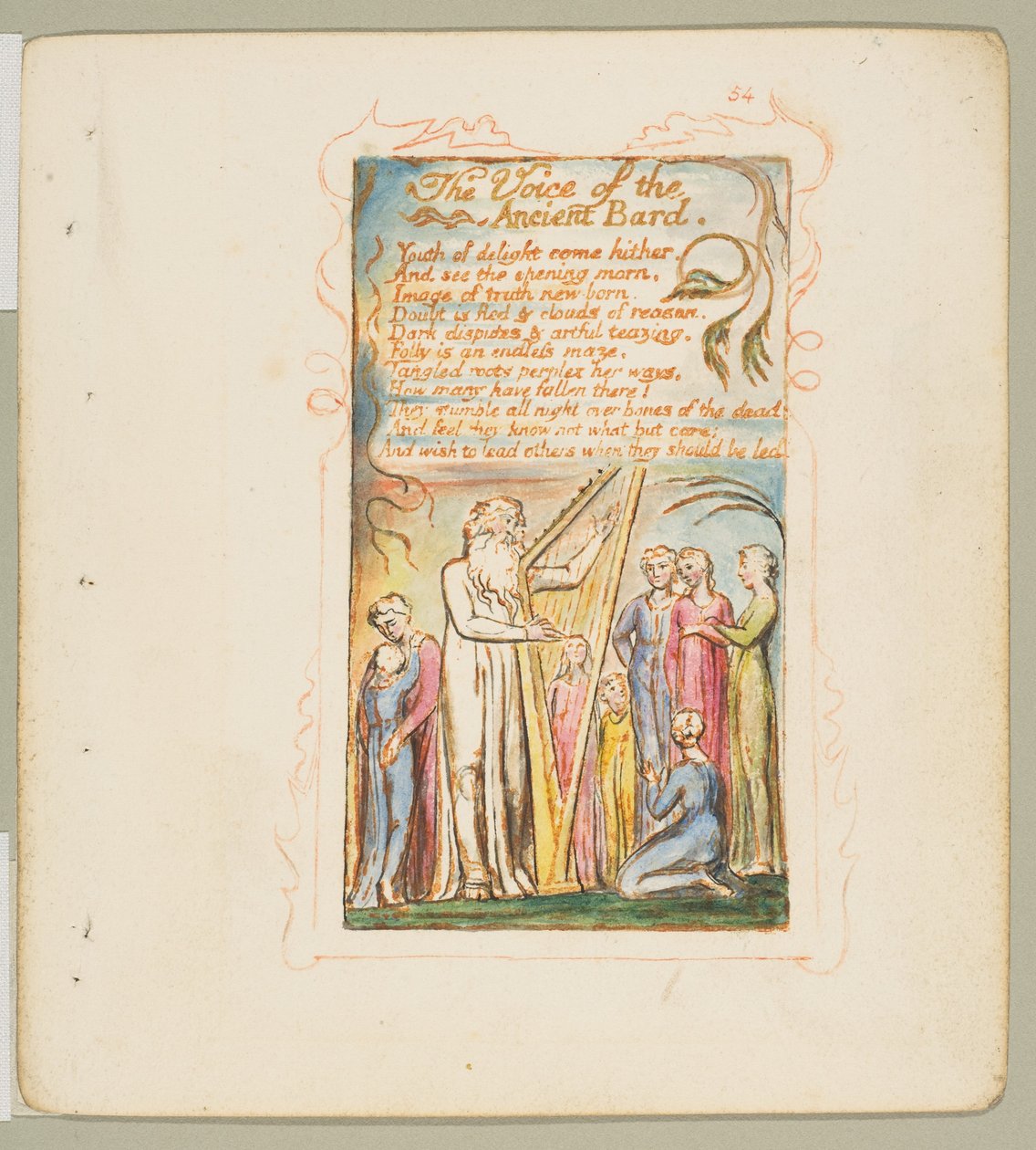 Sanger om uskyld og om erfaring: Voice of the Ancient Bard, ca. 1825. av William Blake