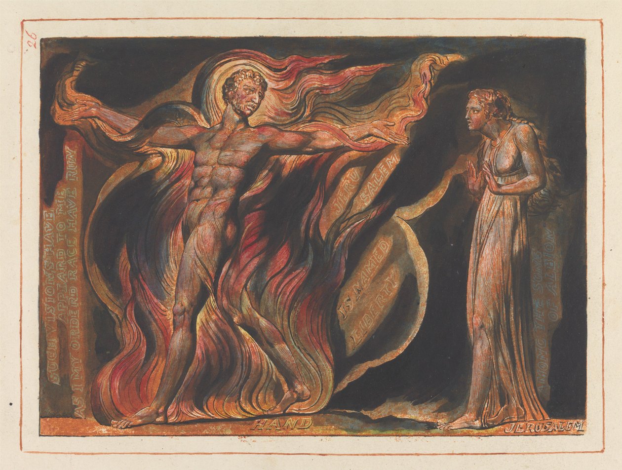 «Slike syner har vist seg for meg ...»; Frontispis til kapittel 2 (Plate 26) av William Blake