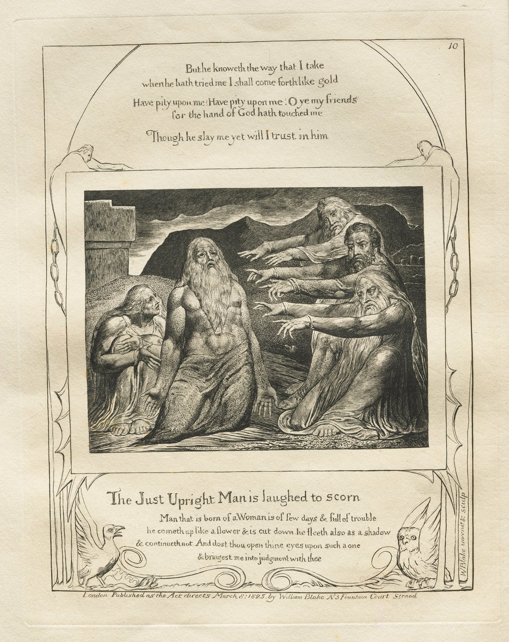 Jobs bok: Pl. 10, Den rettferdige mannen blir latterliggjort av William Blake
