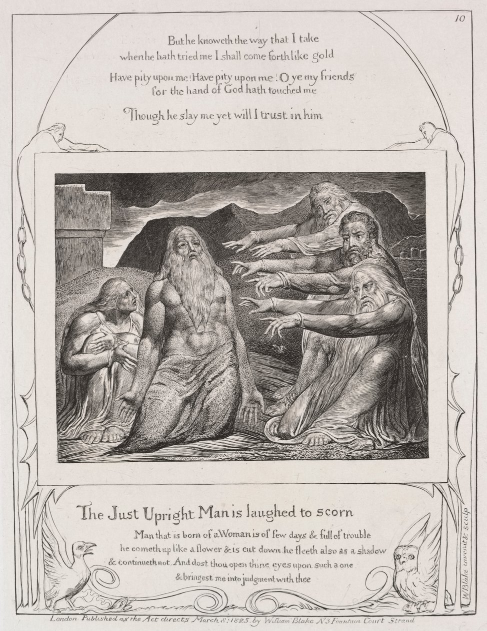 Jobs bok: Pl. 10, Den rettferdige mann blir latterliggjort av William Blake