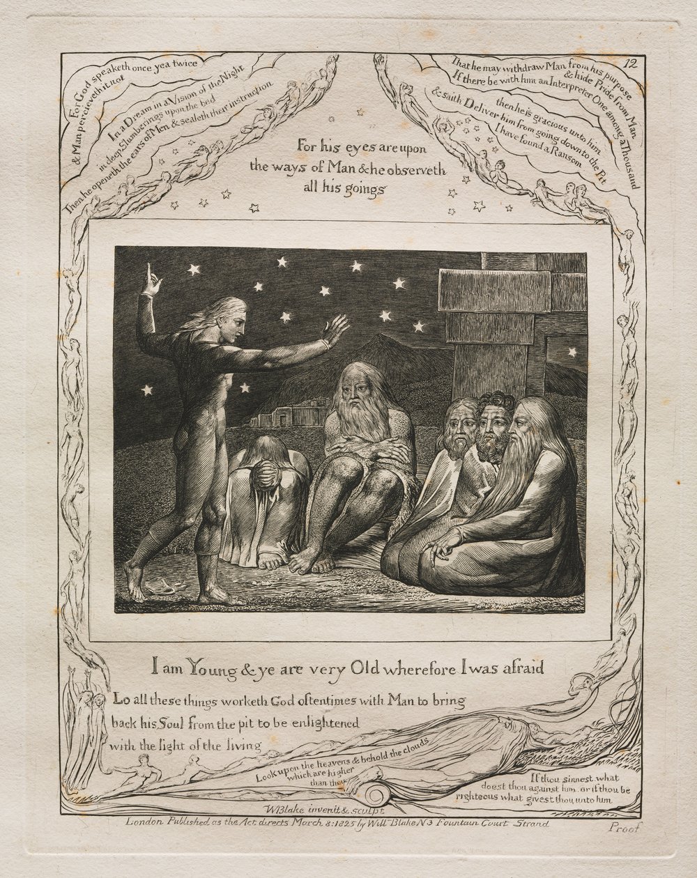 Jobs bok: Pl. 12, jeg er ung og dere er veldig gamle, derfor var jeg redd av William Blake
