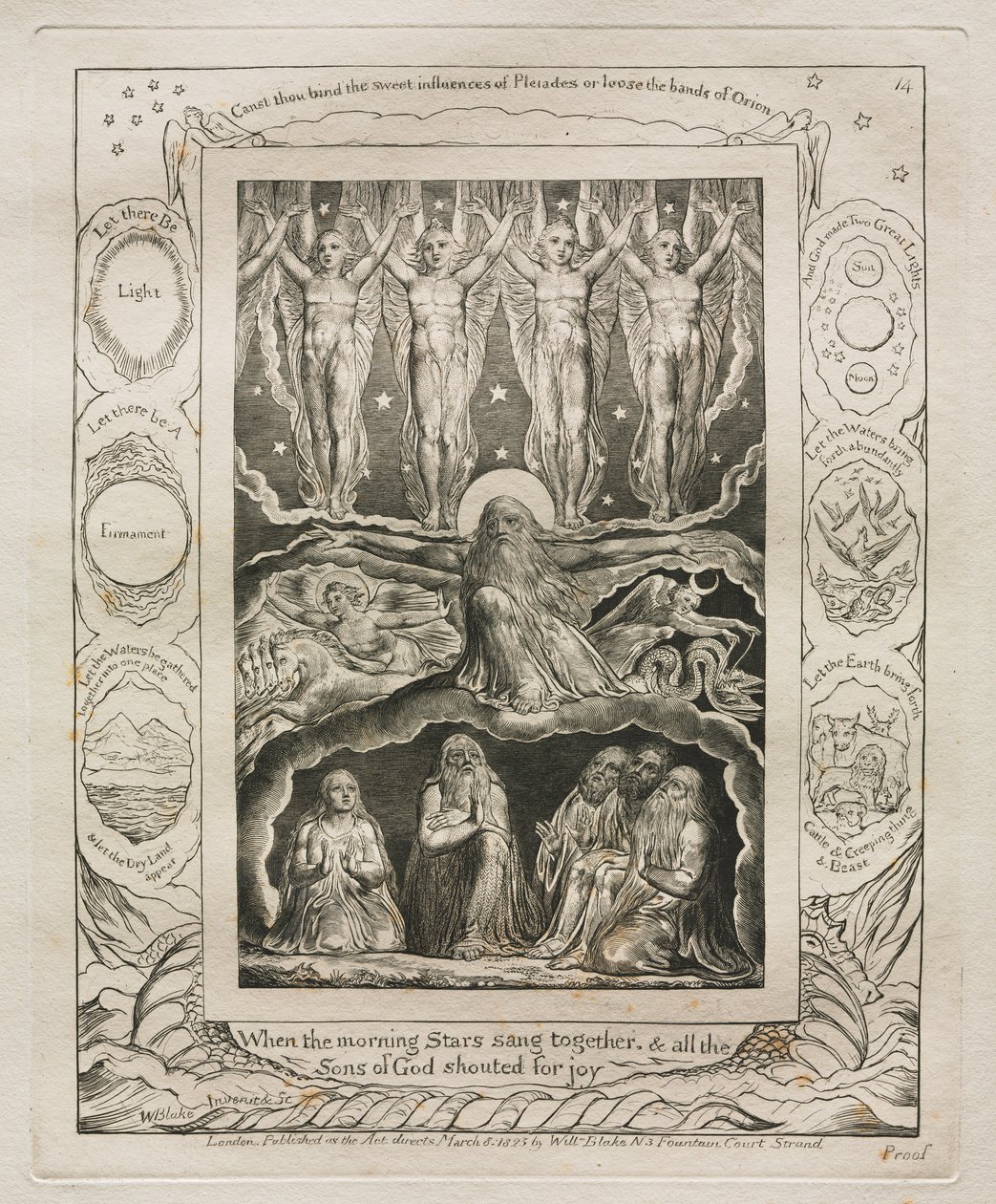 Jobs bok: Pl. 14, Da morgenstjernene sang sammen, og alle / Guds sønner ropte av glede av William Blake