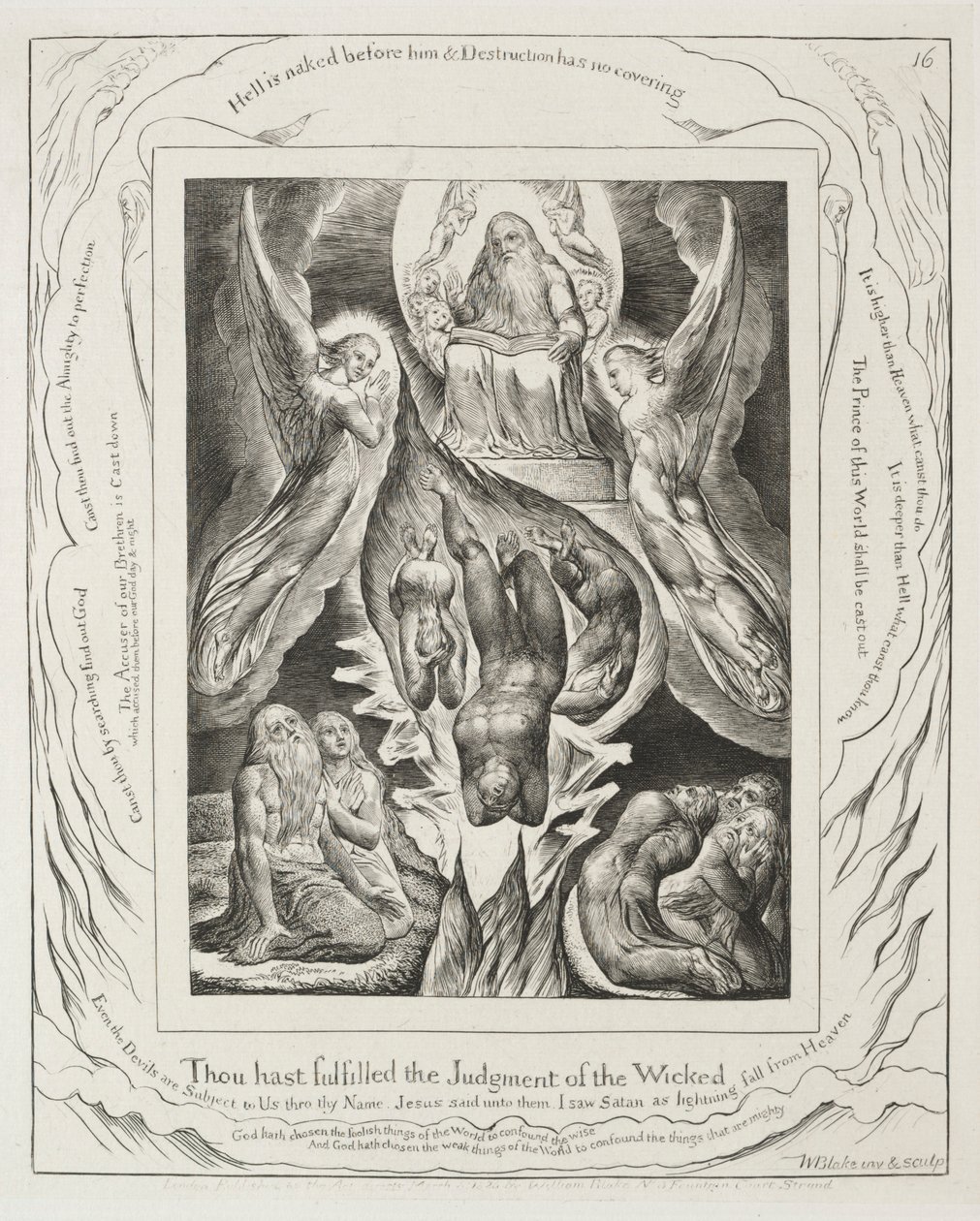 Jobs bok: Pl. 16, Du har oppfylt de ugudeliges dom, 1825. av William Blake