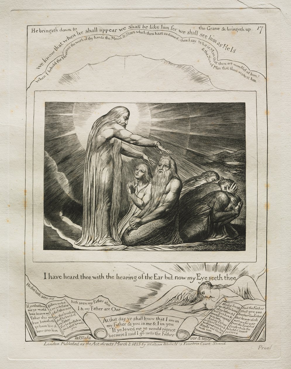 Jobs bok: Pl. 17, jeg har hørt deg med ørets hørsel, men nå ser mitt øye deg av William Blake