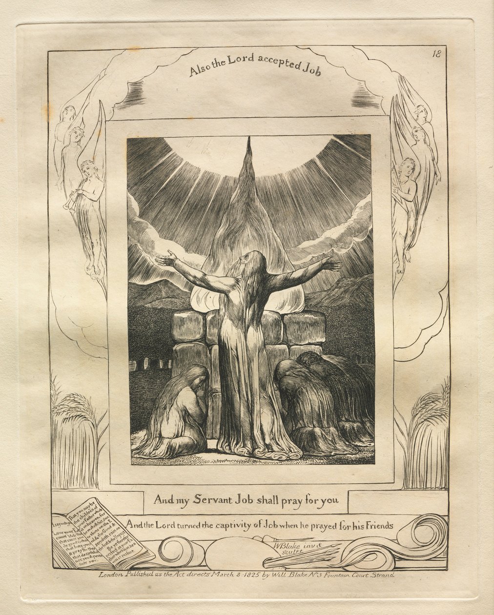 Jobs bok: Pl. 18, Og min tjener Job skal be for deg, 1825. av William Blake