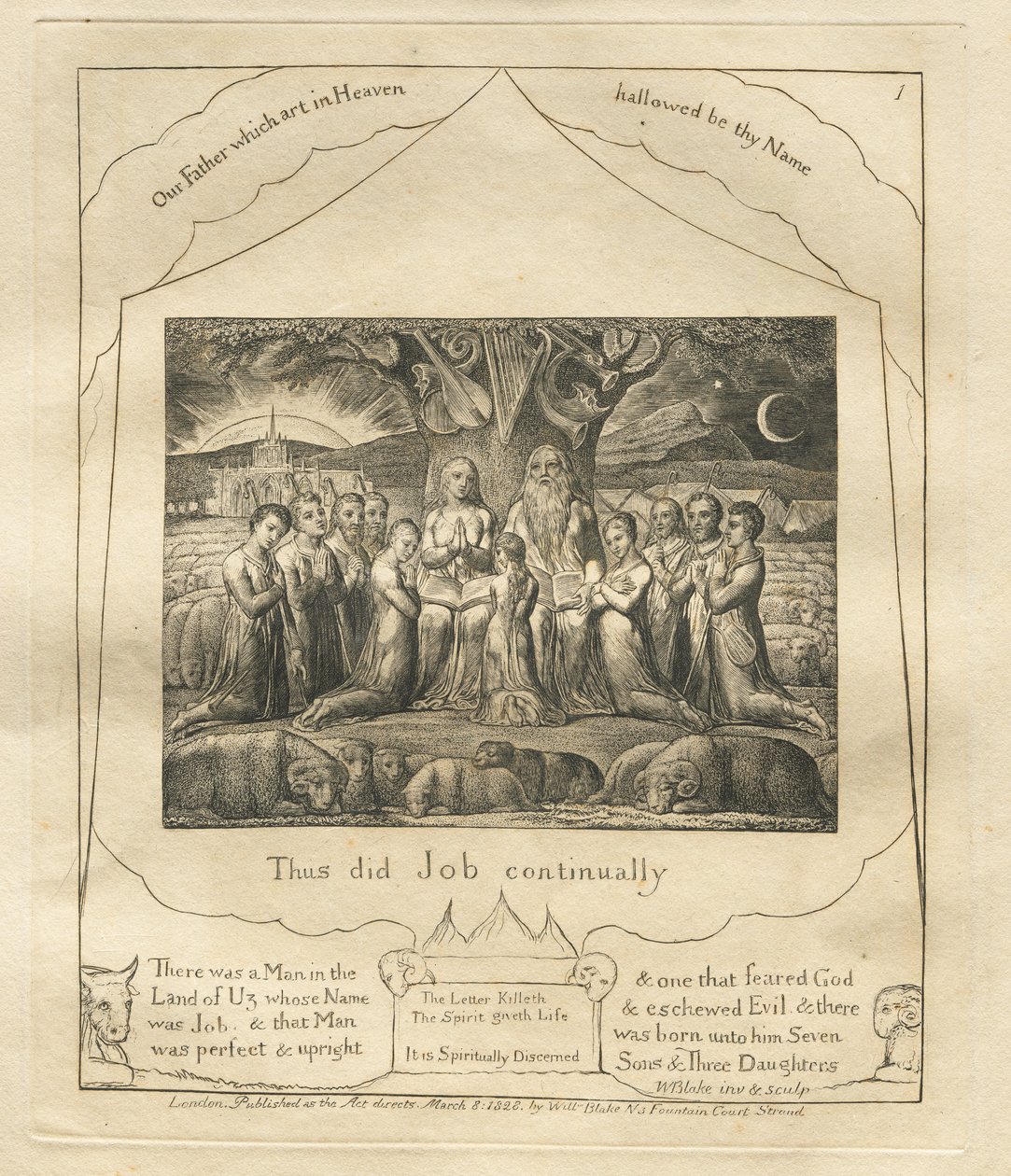 Jobs bok: Pl. 1, Slik gjorde Job bestandig av William Blake