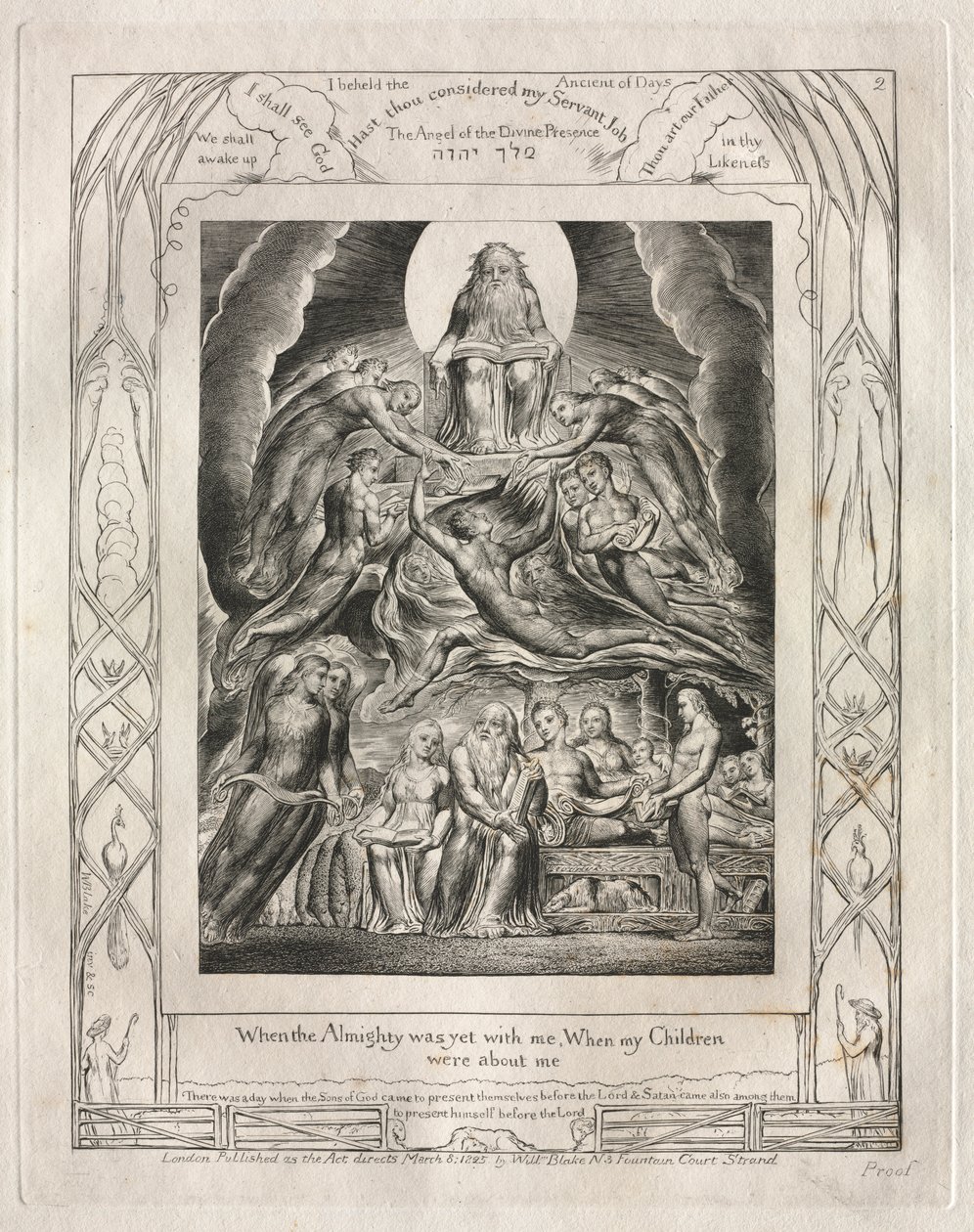 Jobs bok: Pl. 2, Da den Allmektige ennå var med meg, Da mine barn..., 1825. av William Blake