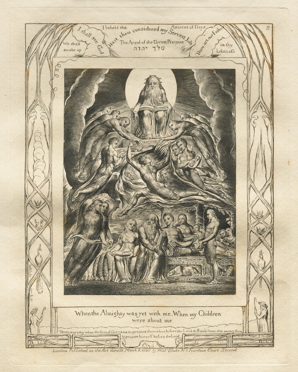 Jobs bok: Pl. 2, Da den Allmektige ennå var med meg, Da mine barn / var rundt meg av William Blake
