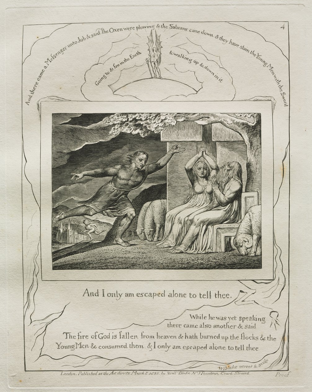 Jobs bok: Pl. 4, Og jeg er bare rømt alene for å fortelle deg det av William Blake