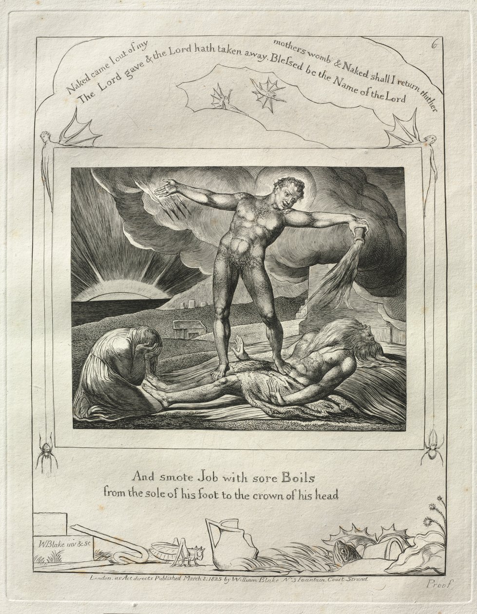Jobs bok: Pl. 6, og slo Job med såre byller / fra fotsålen til hodet av William Blake