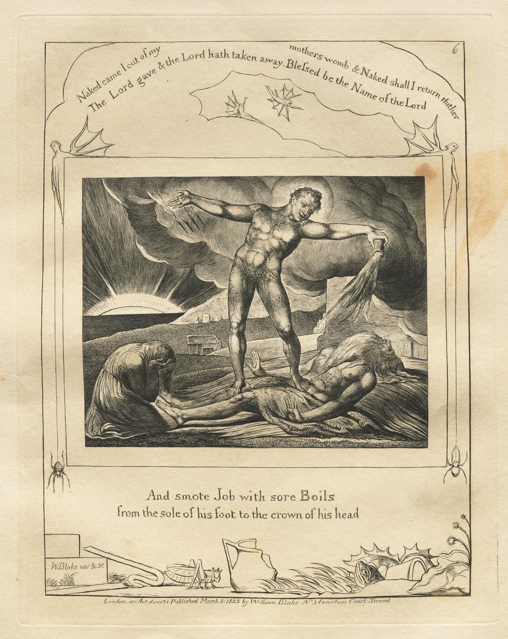 Jobs bok: Pl. 6, og slo Job med såre byller / fra fotsålen til hodet av William Blake