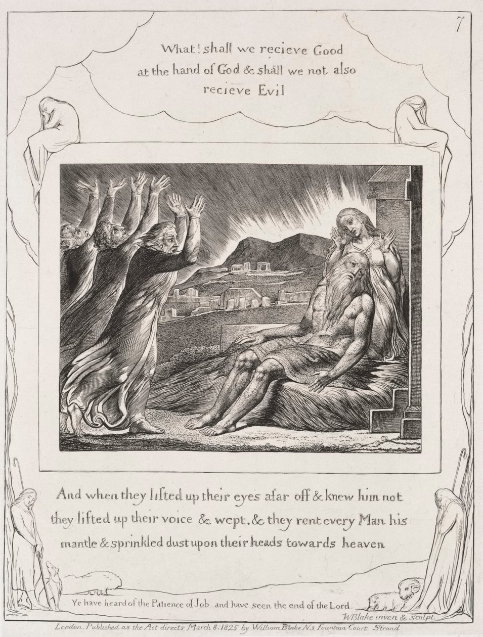 Jobs bok: Pl. 7, Og da de hadde løftet sine øyne av William Blake