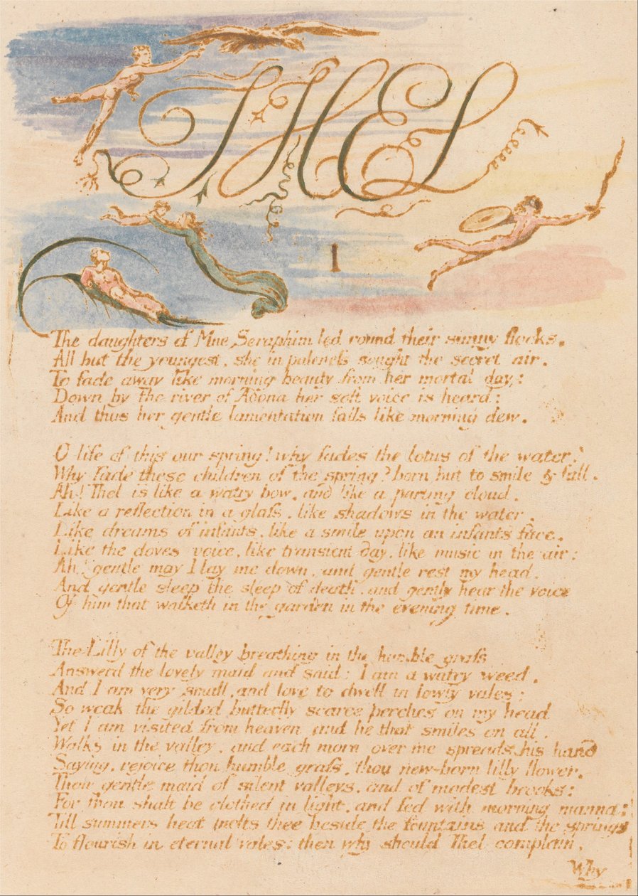 The Book of Thel, Plate 3, Thel, I, Mne Seraphims døtre. . . . av William Blake