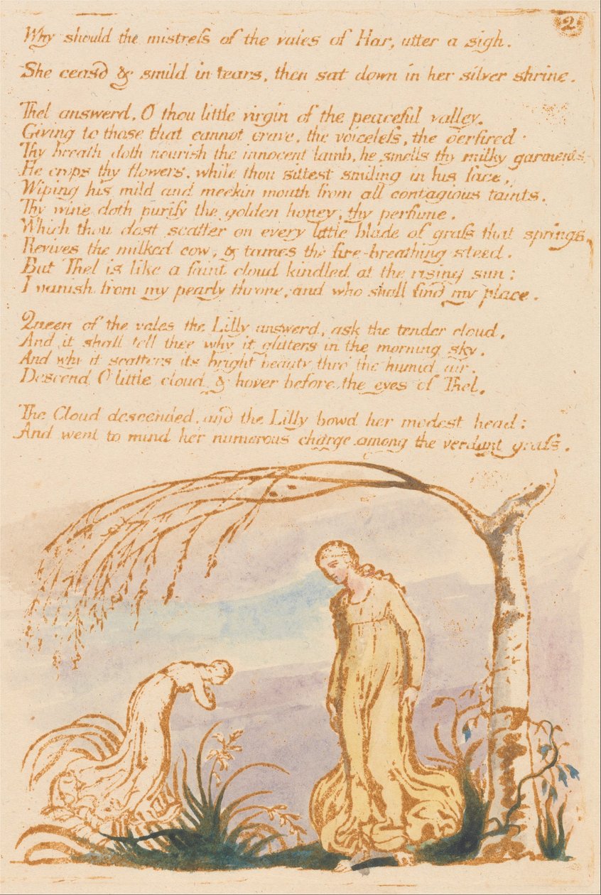 The Book of Thel, Plate 4, Hvorfor skulle elskerinnen . . . . av William Blake