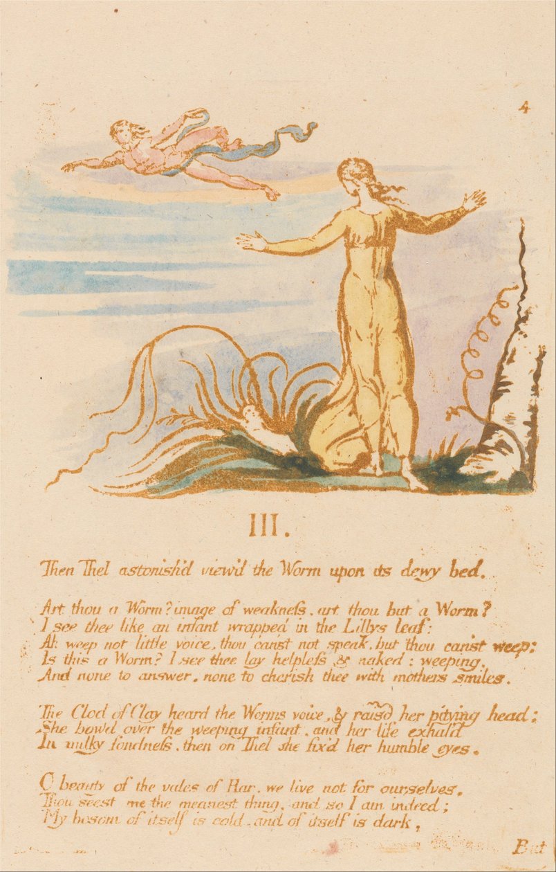 Thel-boken, plate 6, III. , Da forbauset Thel . . . . av William Blake