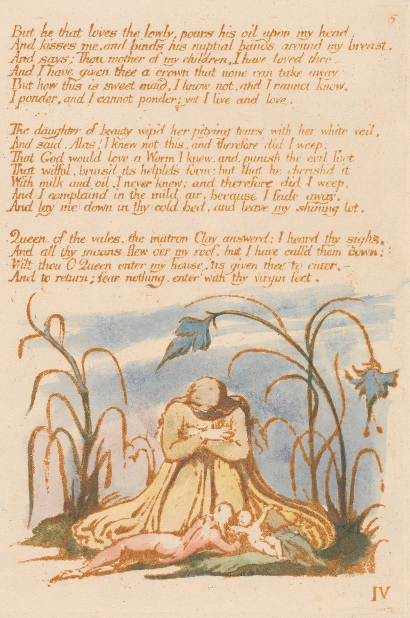 Thel-boken, plate 7, "Men den som elsker de ydmyke ...." av William Blake