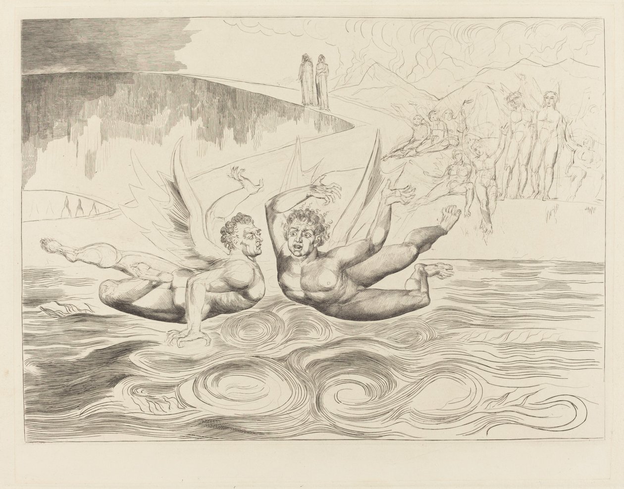 Kretsen av de korrupte tjenestemenn; djevlene som ødelegger hverandre av William Blake