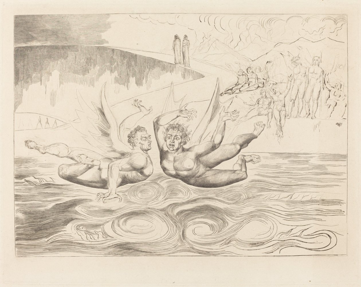 Kretsen av de korrupte tjenestemenn; djevlene som ødelegger hverandre av William Blake