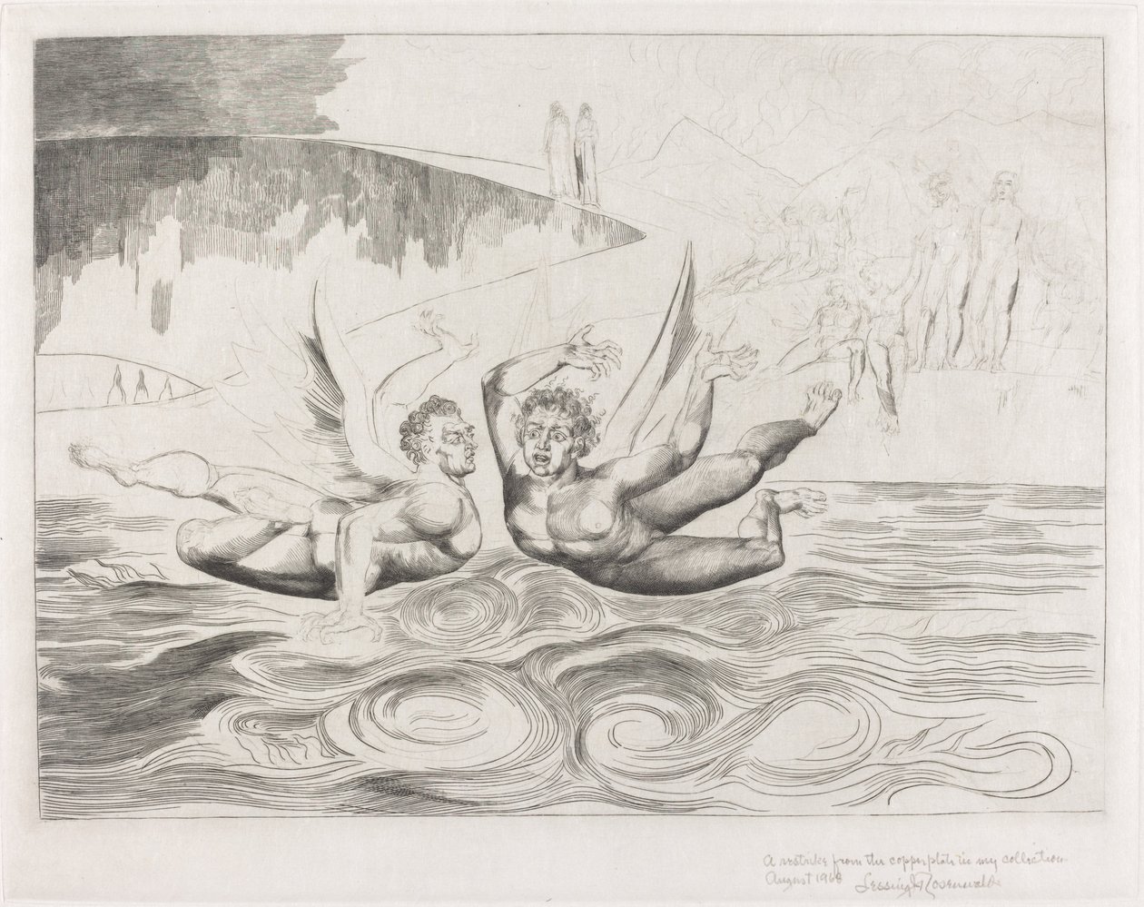Sirkelen til de korrupte tjenestemennene, djevlene som ødelegger hverandre, 1827. av William Blake