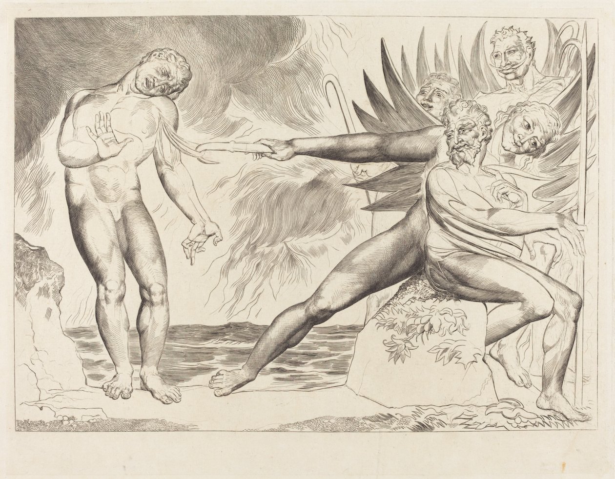 Kretsen av de korrupte tjenestemenn; the Devils Tormenting Ciampolo av William Blake