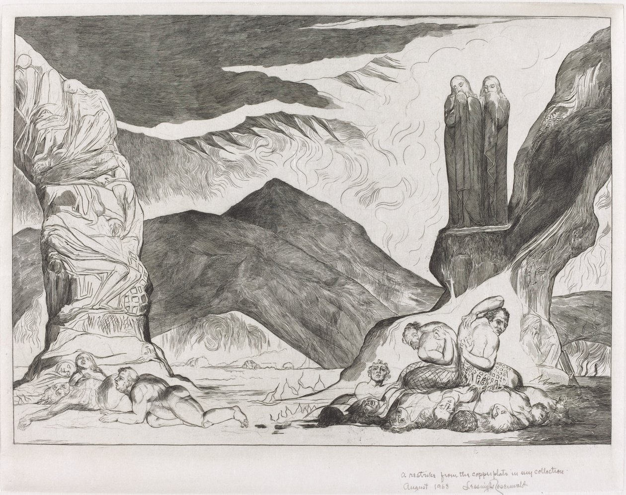 The Circle of the Falsifiers: Dante og Virgil dekker nesen på grunn av stanken av William Blake