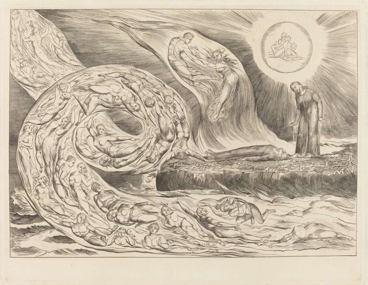 The Circle of the Lustful: Paolo og Francesca av William Blake