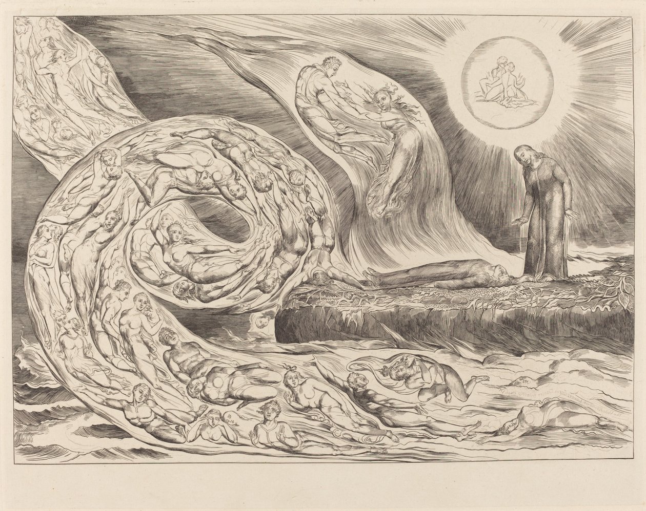The Circle of the Lustful: Paolo og Francesca av William Blake