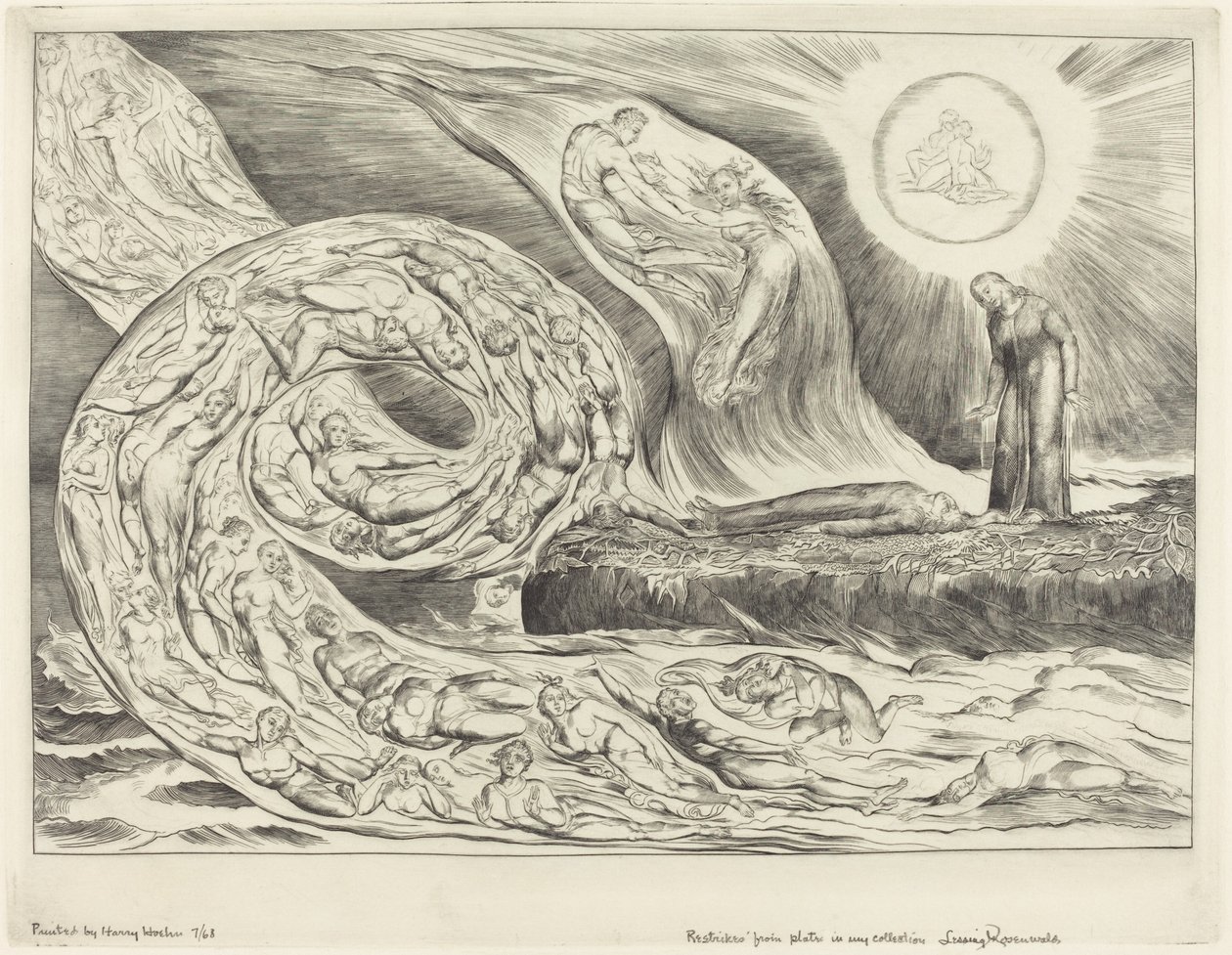 The Circle of the Lustful: Paolo og Francesca av William Blake