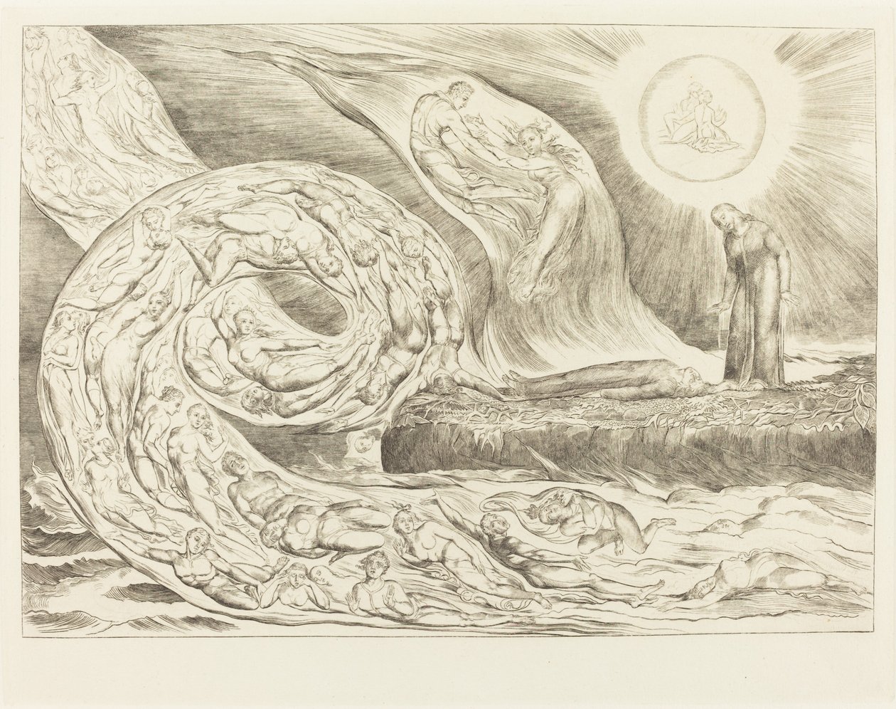 The Circle of the Lustful: Paolo og Francesca av William Blake