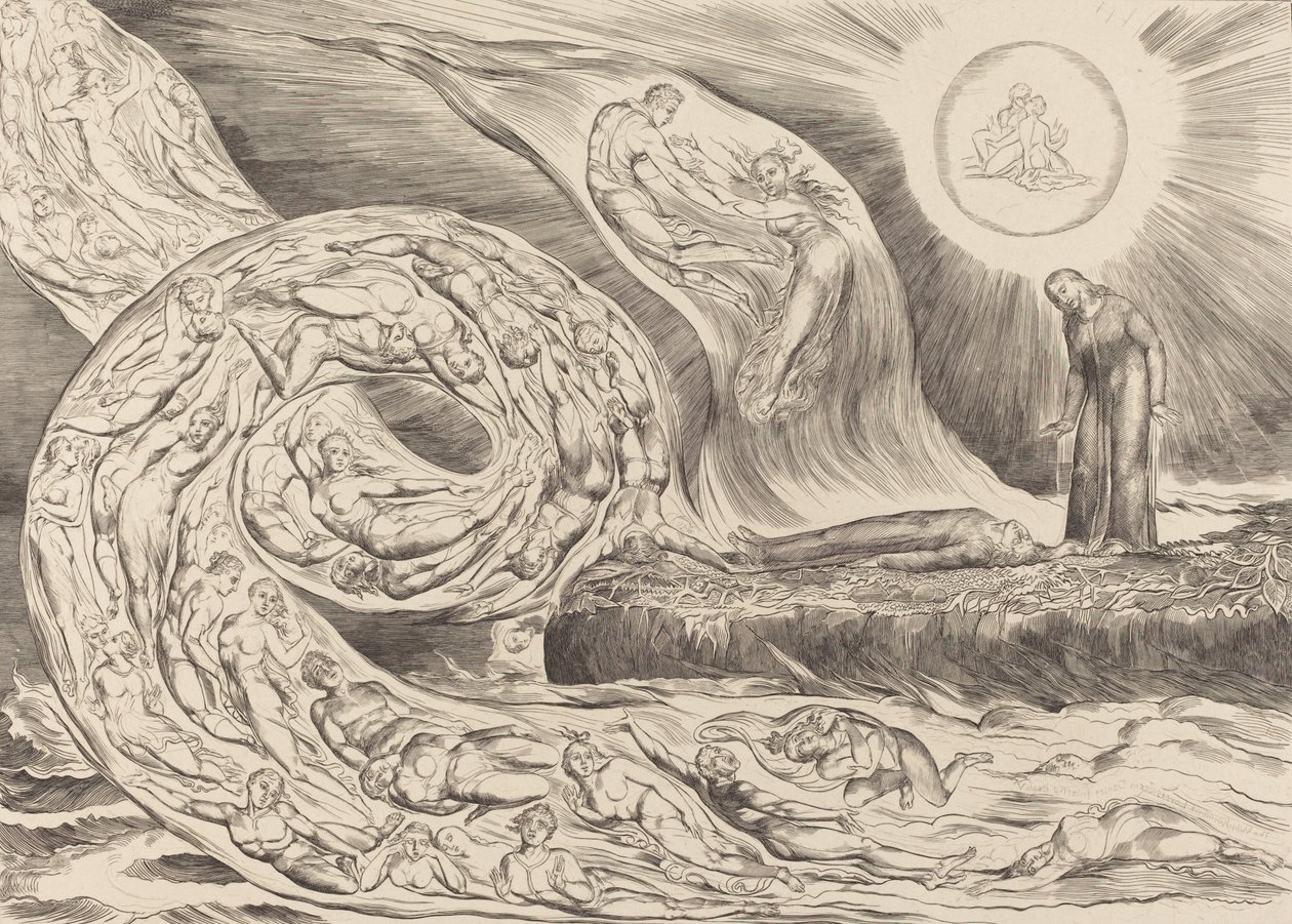 The Circle of the Lustful: Paolo og Francesca, 1827. av William Blake