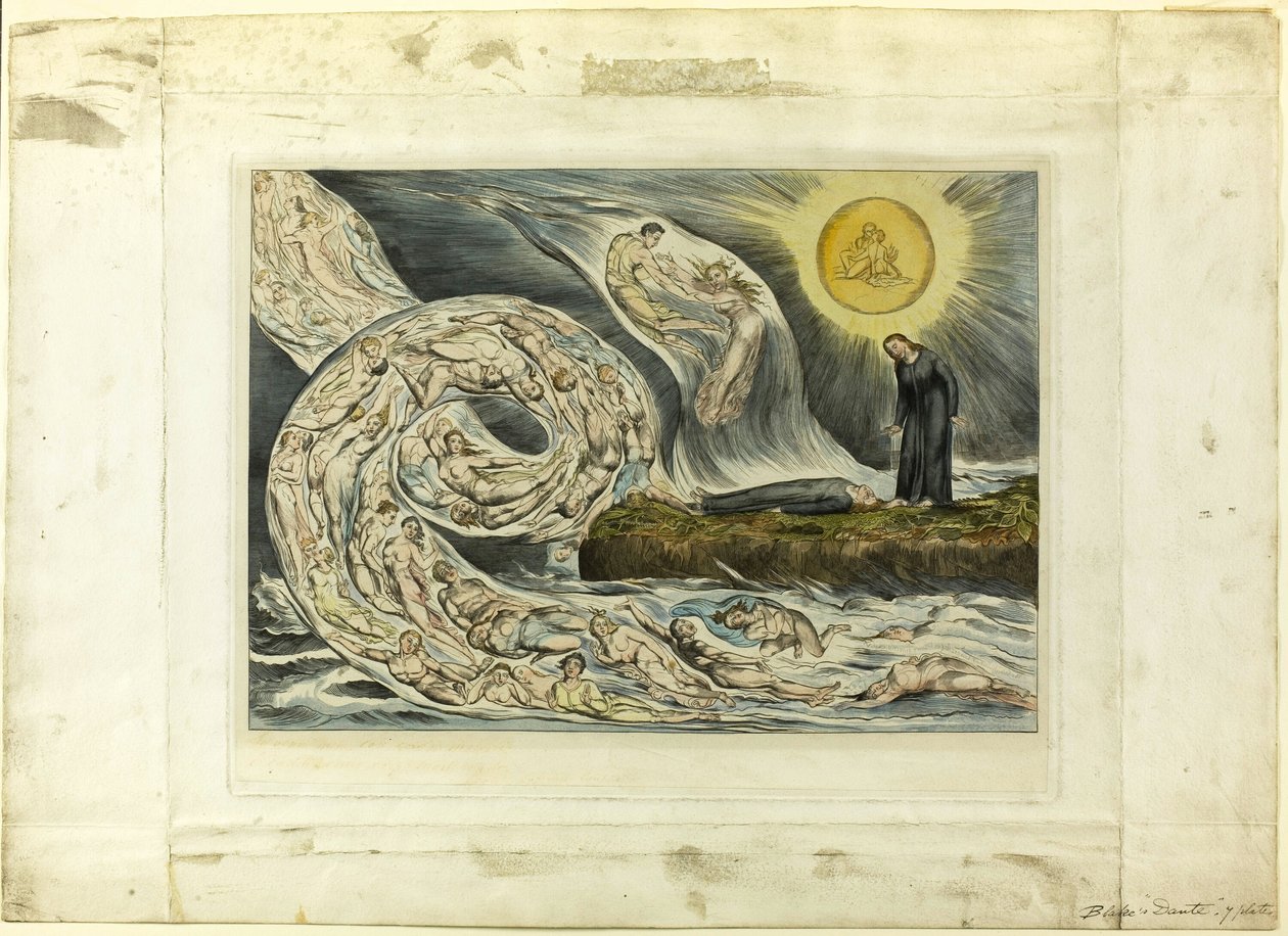 The Circle of the Lustful: Paolo og Francesca. Inferno, canto V av William Blake