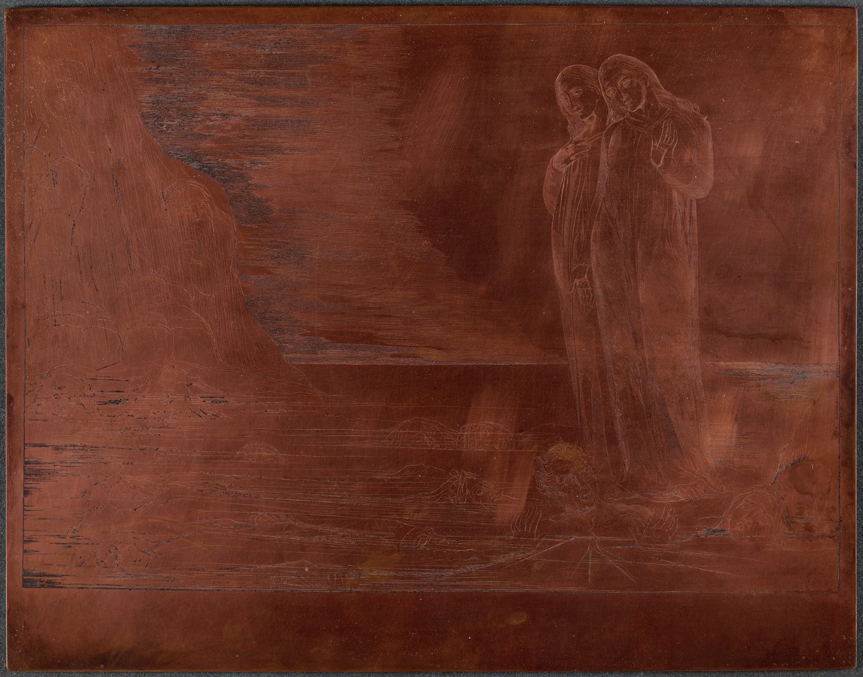 Forrædernes krets; Dantes fot treffer Bocca degli Abbate av William Blake