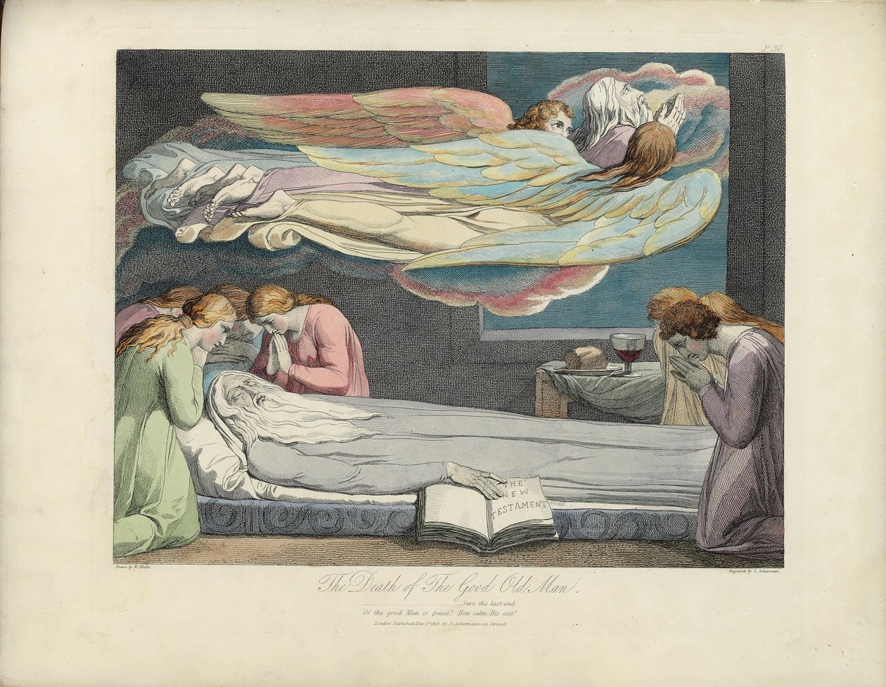 The Death of the Good Old Man, illustrasjon fra "The Grave" av Robert Blair, gravert av Louis Schiavonetti av William Blake
