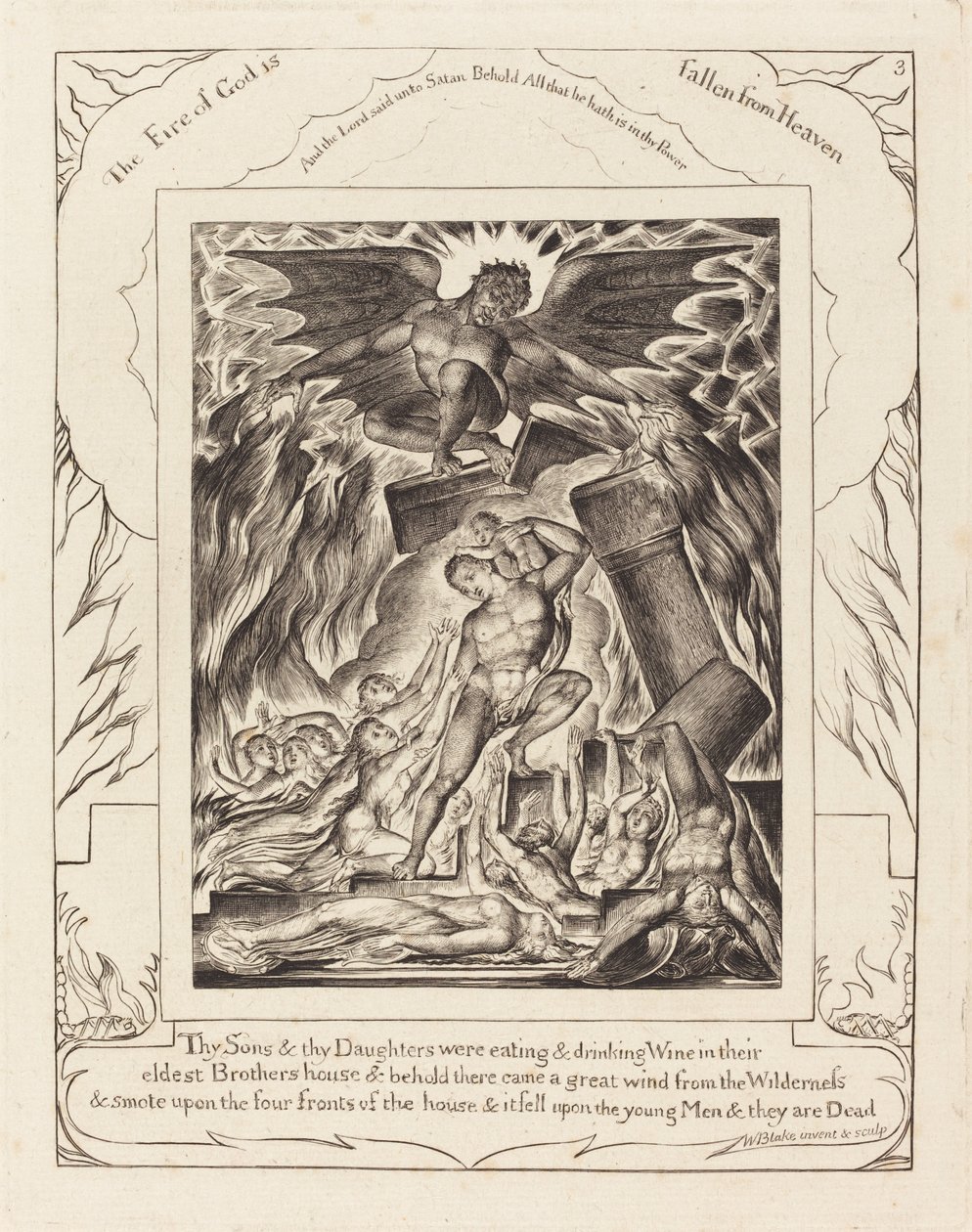 Ødeleggelsen av Jobs sønner, 1825. av William Blake