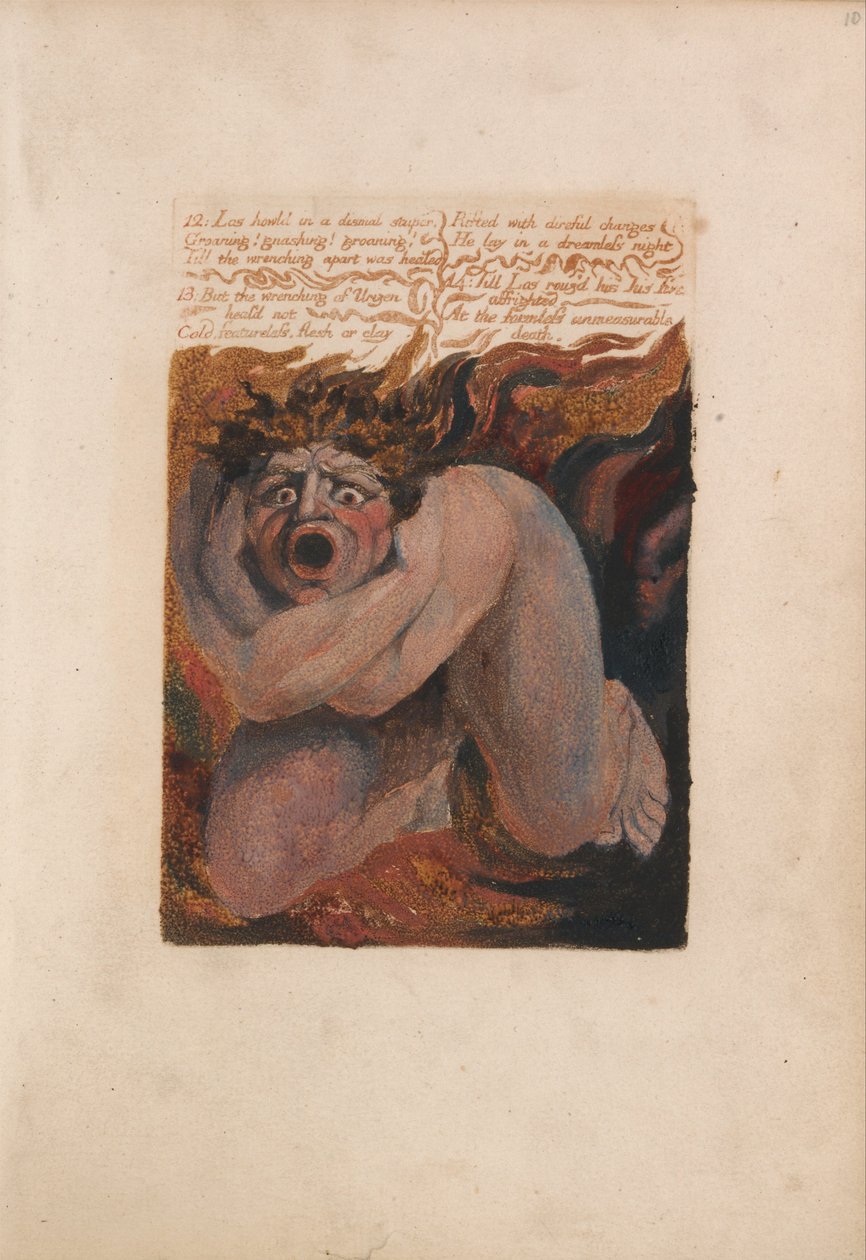 Den første boken til Urizen, plate 10, 12 - Los Howld in a dismal stupor... (Bentley 7) av William Blake