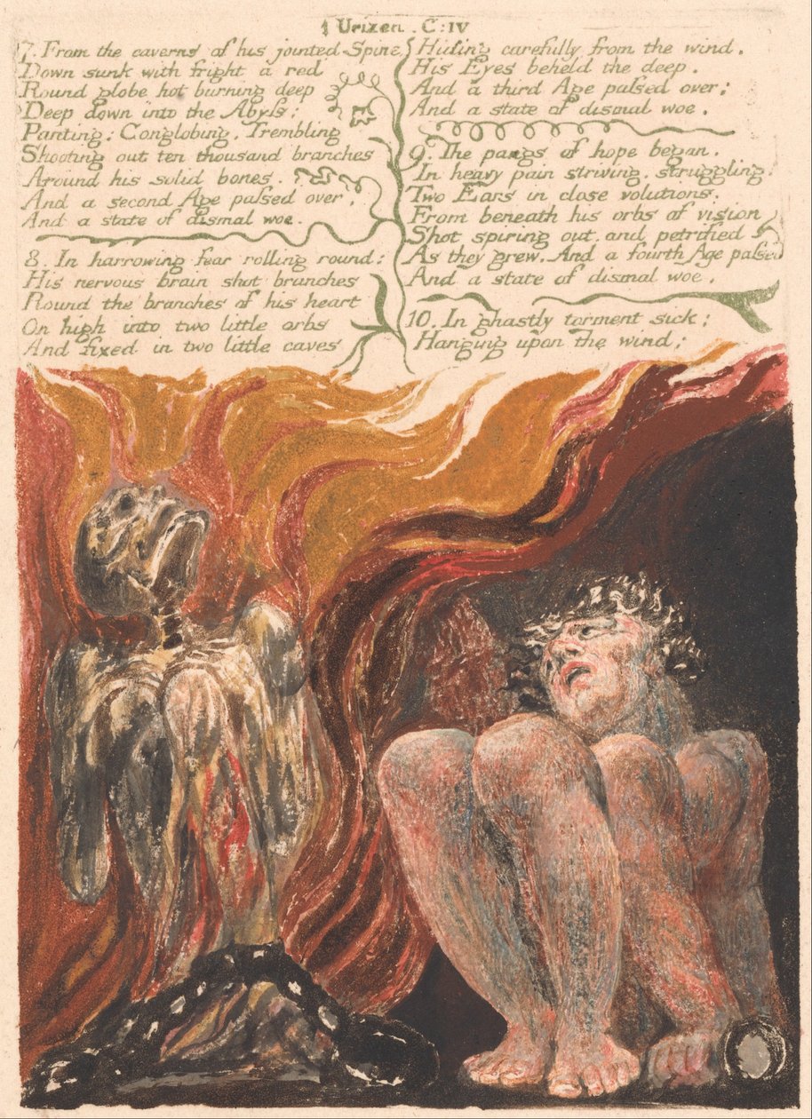 The First Book of Urizen, Plate 10, 7. Fra hulene i hans leddede ryggrad . . . . (Bentley 11) av William Blake