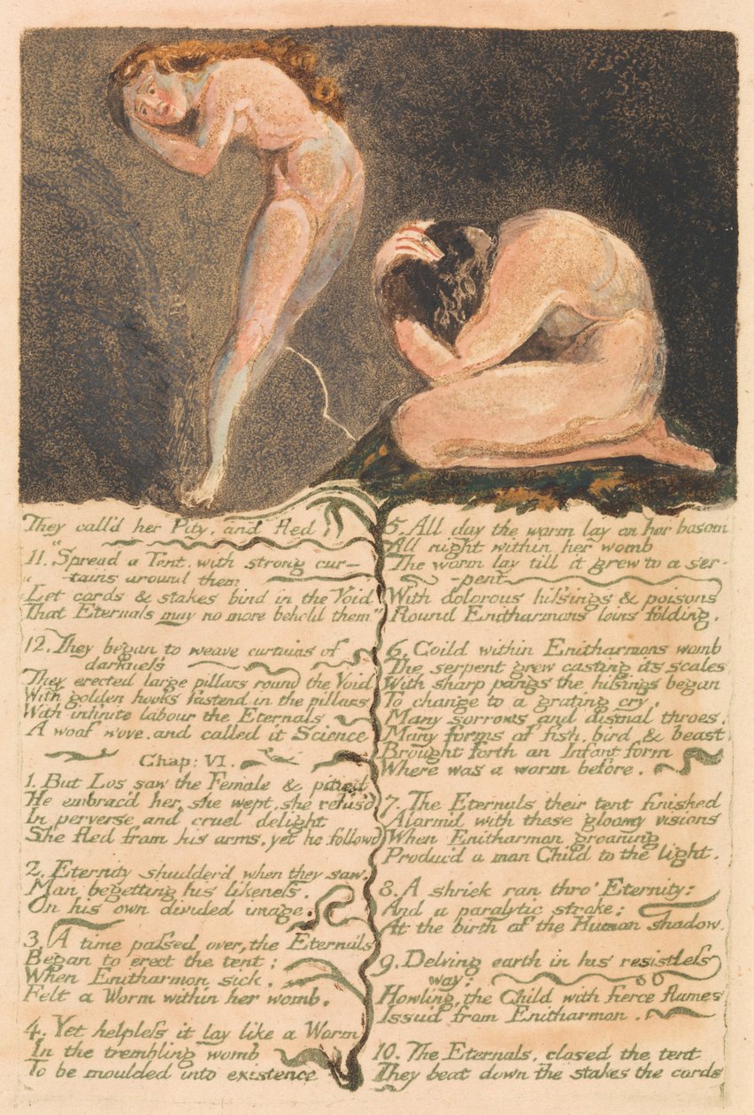 Den første boken til Urizen, plate 17, de kalte henne medlidenhet og flyktet. . . . (Bentley 19) av William Blake
