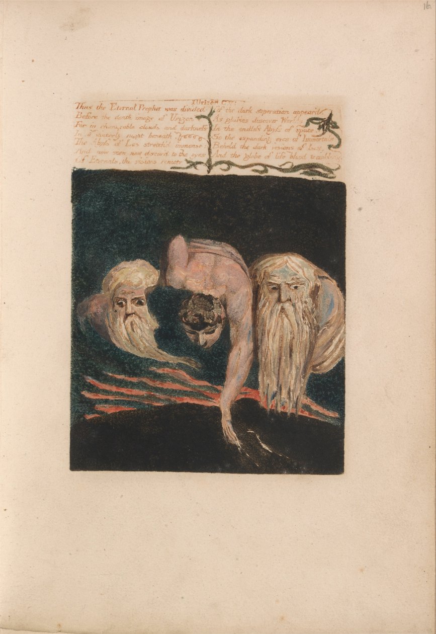 Den første boken til Urizen, plate 20, dermed ble den evige profeten delt .... (Bentley 15) av William Blake