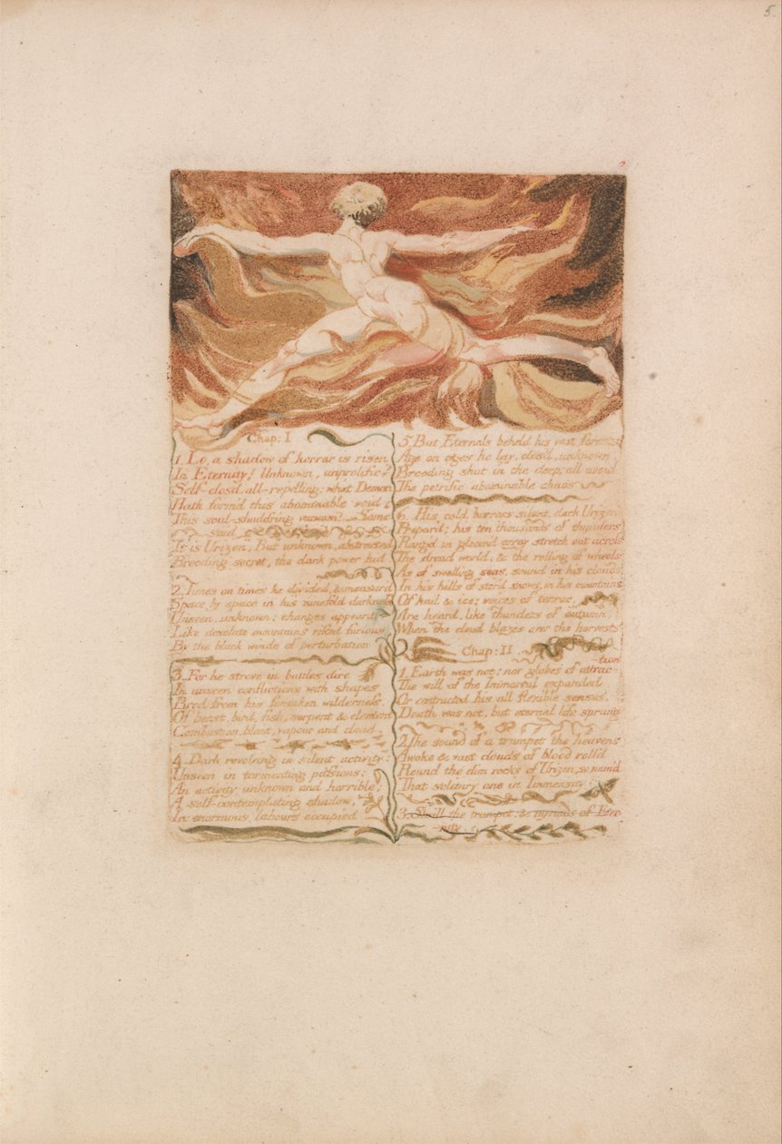 Den første boken til Urizen, plate 5, kapittel-1... (Bentley 3) av William Blake