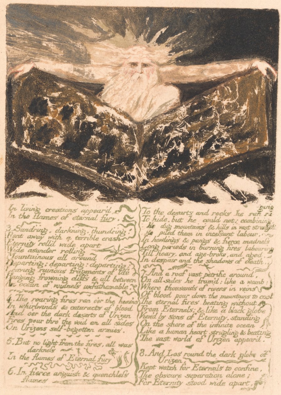 Den første boken til Urizen, plate 6, "I levende skapninger dukket det opp ...." (Bentley 5) av William Blake