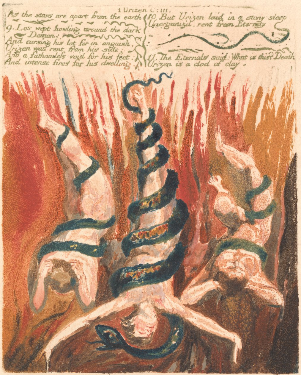 Urizens første bok, plate 7, "Som stjernene er adskilt fra jorden ...." (Bentley 6) av William Blake