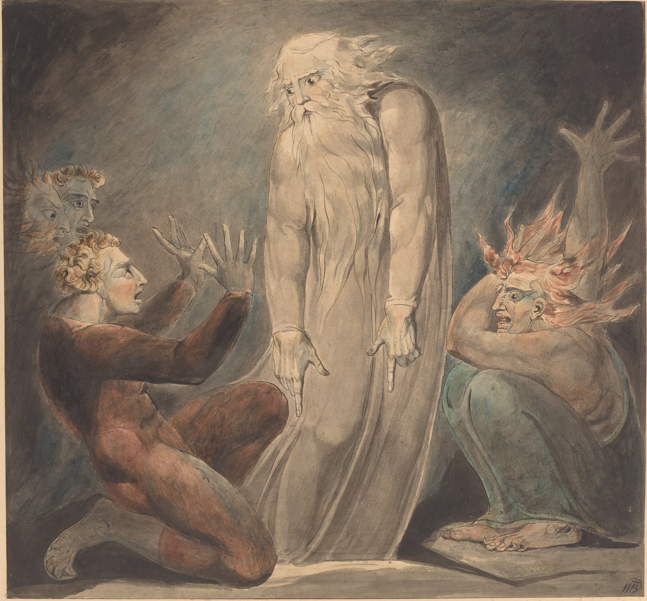 Samuels spøkelse viser seg for Saul av William Blake