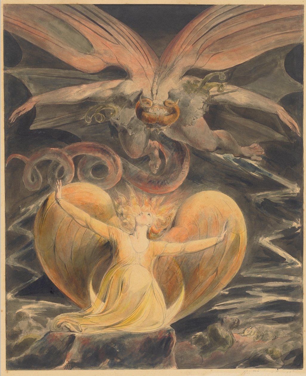 Den store røde dragen og kvinnen kledd med solen av William Blake